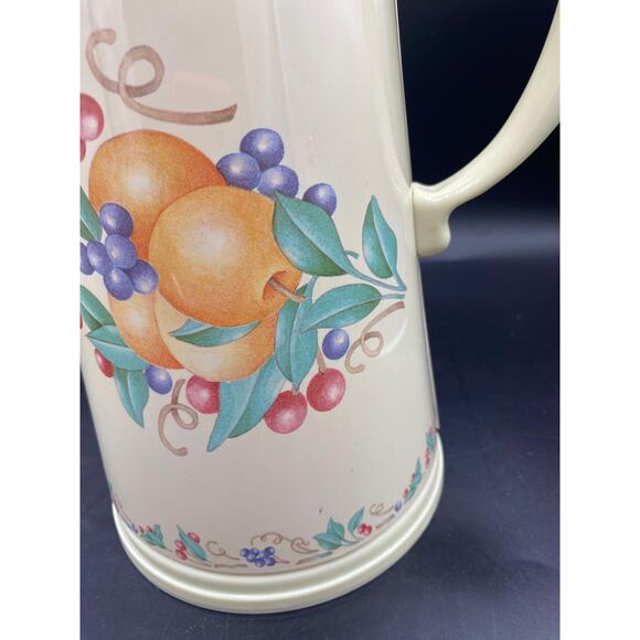 Vtg 1980s Corningware insulated carafe "Abundance" pattern autumn fruits pitcher - Picture 5 of 8